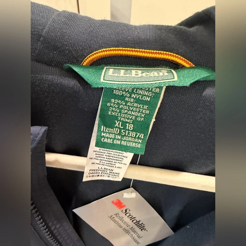 L.L. Bean Fleece Long Coat Kids Navy Jacket Size 18
